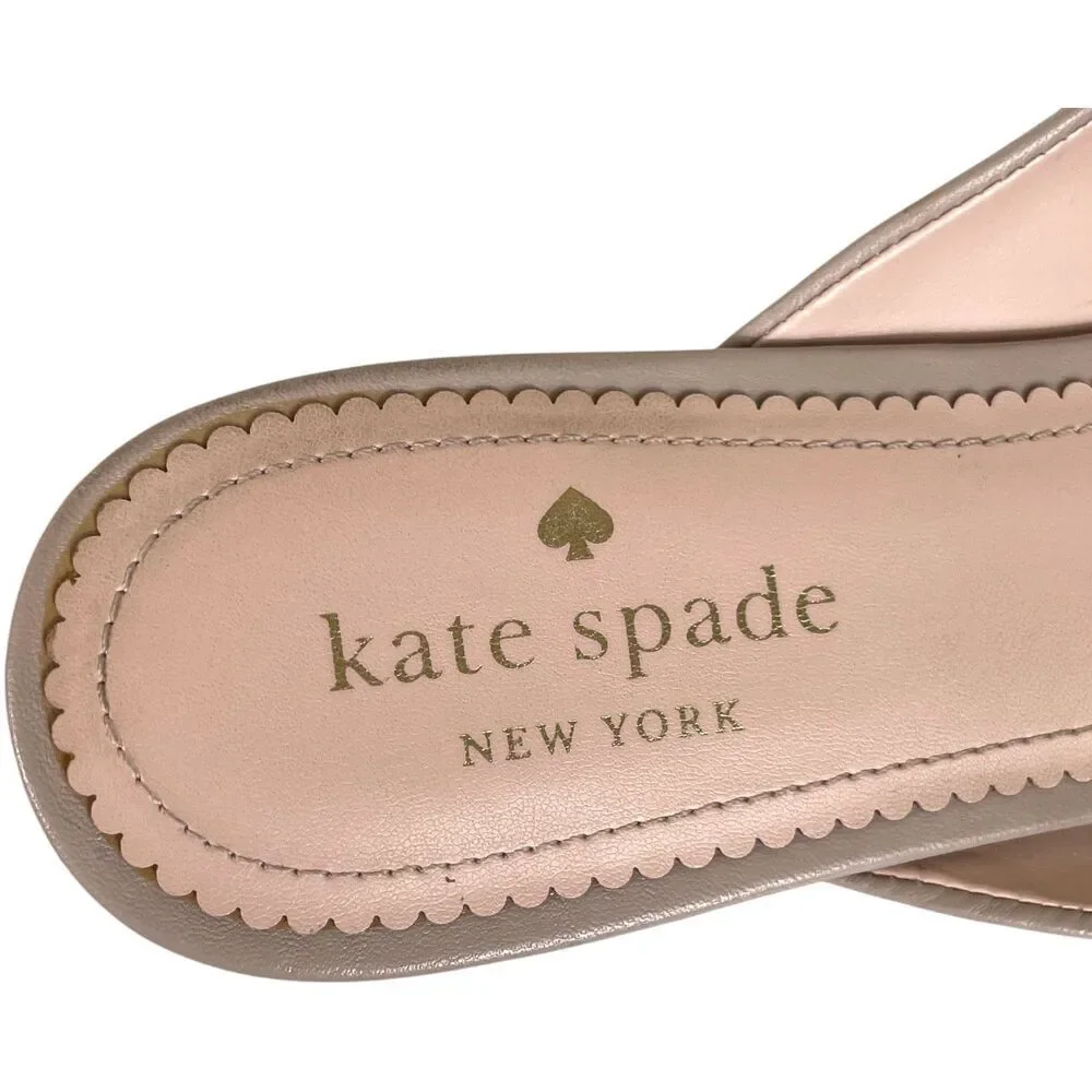 Kate Spade Isadora Beige Leather Chain Mules Pointed Toe Size 8.5